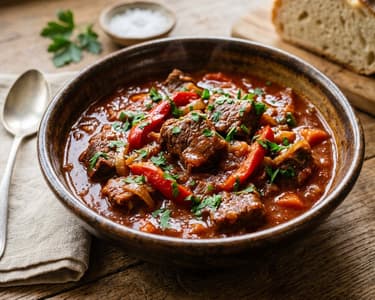 Beef Stew with Roasted Peppers