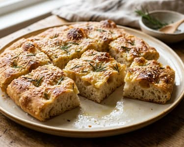 Focaccia crocantă cu Parmigiano Reggiano și rozmarin | Flatbread italian