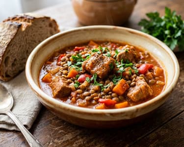 Traditional Lentil Stew with Pork | Tender and Hearty