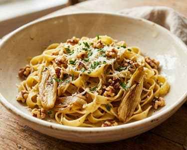 Tagliatelle cu andive caramelizate și nuci | Gust italian rafinat