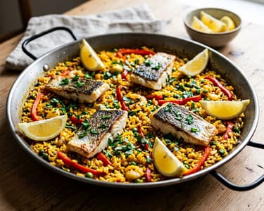 Arroz con lubina | Spanish Rice with Sea Bass and Saffron