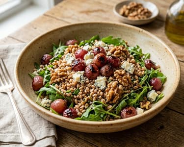 Salată toscană de farro cu struguri copți | Prânz de toamnă