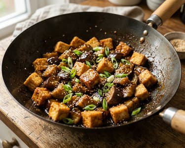 Tofu crocant cu vinete la wok | Cină rapidă în 15 minute
