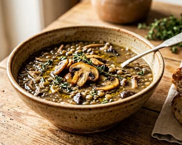 Supă franțuzească de ciuperci și linte | Bogată și aromată