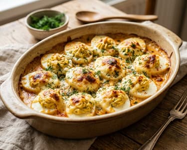 Ouă umplute gratinate cu smântână și cașcaval | Brunch tradițional