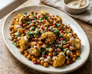 Salată libaneză de năut cu conopidă rumenită | Prânz oriental sățios