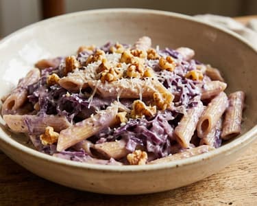 Penne cu varză roșie și Gorgonzola | Cină rapidă
