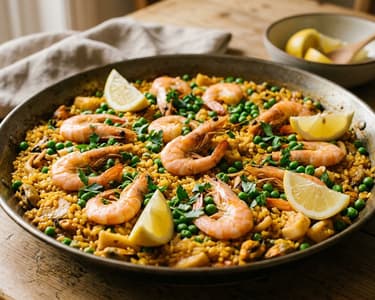 Arroz marinero with shrimp and peas | Spanish skillet rice