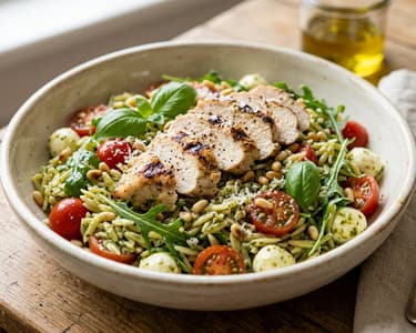 Salată toscană de orzo cu pui și pesto | Prânz italian savuros