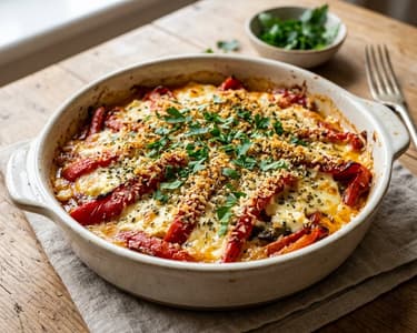 Musaca de ardei copți cu feta | Deliciu la cuptor