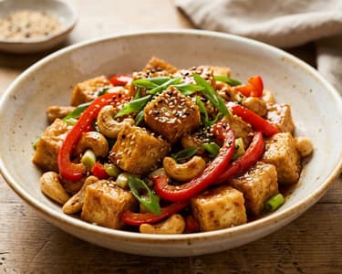 Tofu crocant cu caju la wok | Cină în 15 minute