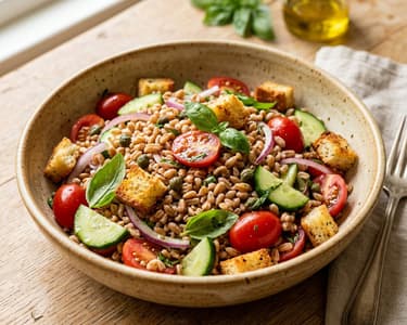 Salată toscană de farro Panzanella | Prânz italian crocant