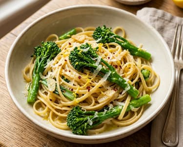 Linguine cu bimi și lămâie | Cină italiană rapidă