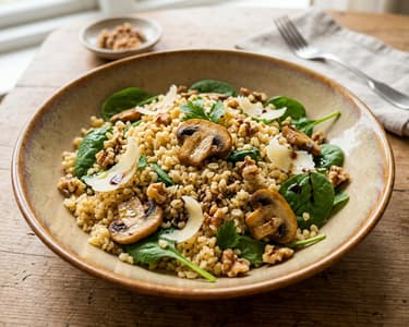 Salată caldă de bulgur cu ciuperci | Prânz toscan