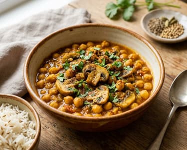 Khumb Chana | Aromatic Chickpea and Mushroom Curry