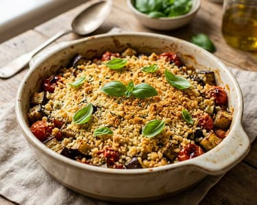 Crumble sărat de vinete și roșii | Savoare mediteraneană
