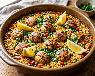 Arroz con albóndigas | Orez spaniol cu chiftele de pui
