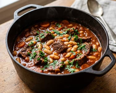 Iahnie de fasole cu carne de vită | Fragedă și aromată