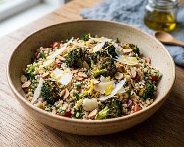 Salată toscană de bulgur cu broccoli copt și migdale | Prânz de toamnă