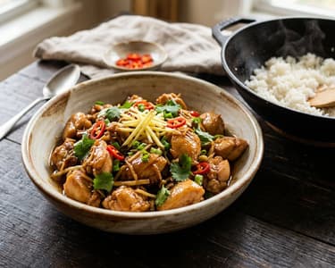 Pui caramelizat vietnamez cu ghimbir la wok | Cină în 15 minute