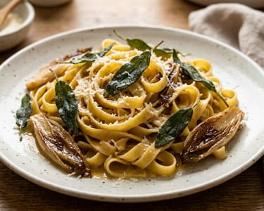 Fettuccine cu andive braizate și unt de salvie | Clasic italian rafinat