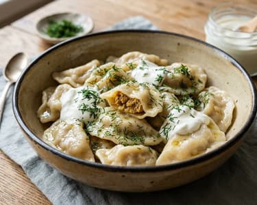 Moldavian Dumplings with Minced Meat | Tender Dumplings with Sour Cream