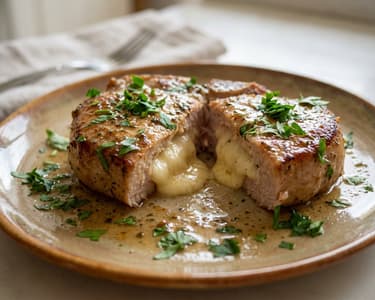 Cotlete de porc umplute cu brânză de burduf | Fragede la cuptor