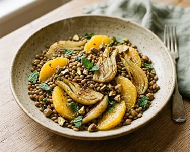 Warm Lentil Salad with Fennel | Hearty Oriental Lunch