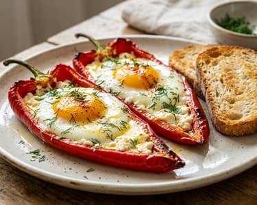 Ouă coapte în ardei kapia | Brunch cald de toamnă