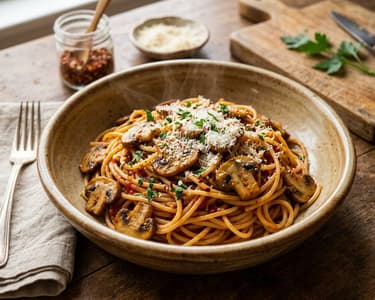 Spaghetti alla Carrettiera | Clasic italian cu ciuperci și roșii