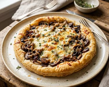 Rustic tart with Fontina cheese and wild mushrooms