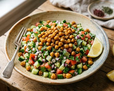 Shirazi Salad with Crispy Chickpeas | Refreshing Persian Lunch