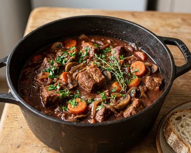 Hunter's pork stew with red wine and allspice