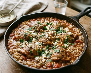Giouvetsi de pui la tigaie | Cină grecească rapidă