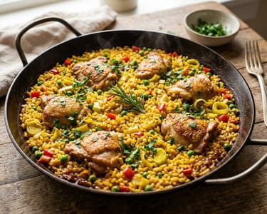 Arroz con pollo y puerros | One-pot Spanish rice with chicken and leeks