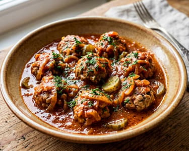 Pickled Cucumber Stew with Meatballs | Sweet and Sour Tradition