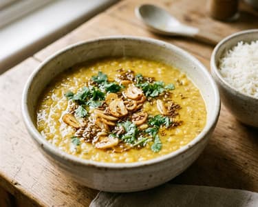 Lasooni Dal | Indian Yellow Lentil Curry with Browned Garlic