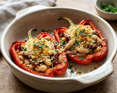 Roasted peppers stuffed with white beans | Mediterranean flavor