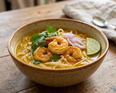 Khao Soi with Shrimp | Thai Curry Noodle Soup