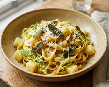 Tagliatelle alla Valtellinese cu varză și cartofi