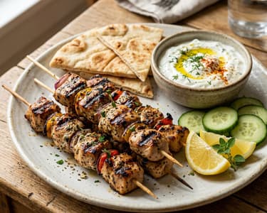 Grill pan turkey souvlaki | Tender and flavorful