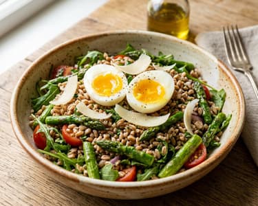 Tuscan Farro Salad with Asparagus and Boiled Egg | Aromatic Italian Lunch