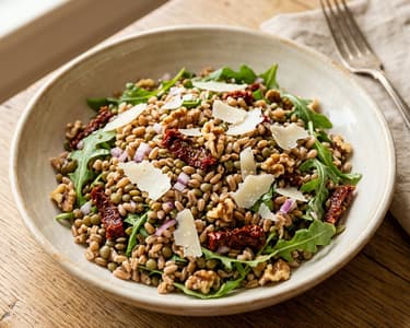 Salată toscană de farro cu linte verde | Prânz de toamnă
