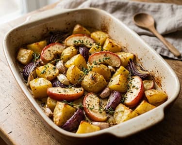 Baked potatoes and apples with thyme | Autumn flavour