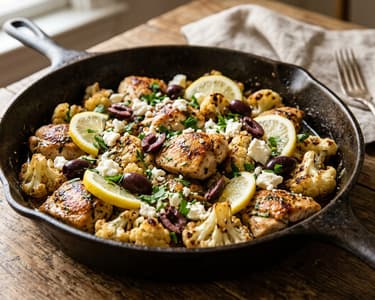 Greek Skillet Chicken with Cauliflower | Quick Dinner