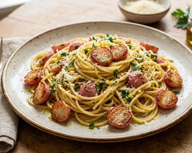 Spaghete cu ridichi rumenite și lămâie | Clasic italian rapid