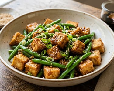 Tofu crocant cu fasole verde la wok | Cină în 15 minute