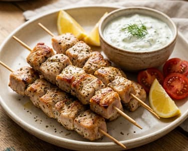 Souvlaki de curcan la tigaie | Cină grecească rapidă
