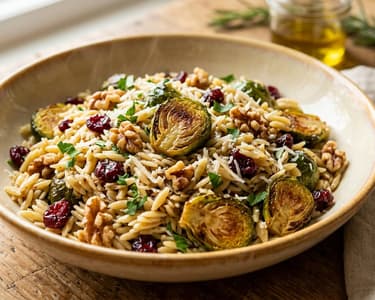 Salată toscană de orzo cu varză de Bruxelles coaptă | Prânz de toamnă