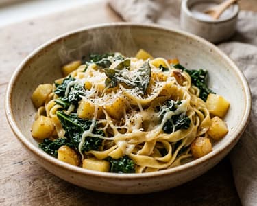 Tagliatelle alla Valtellinese with Cabbage and Potatoes